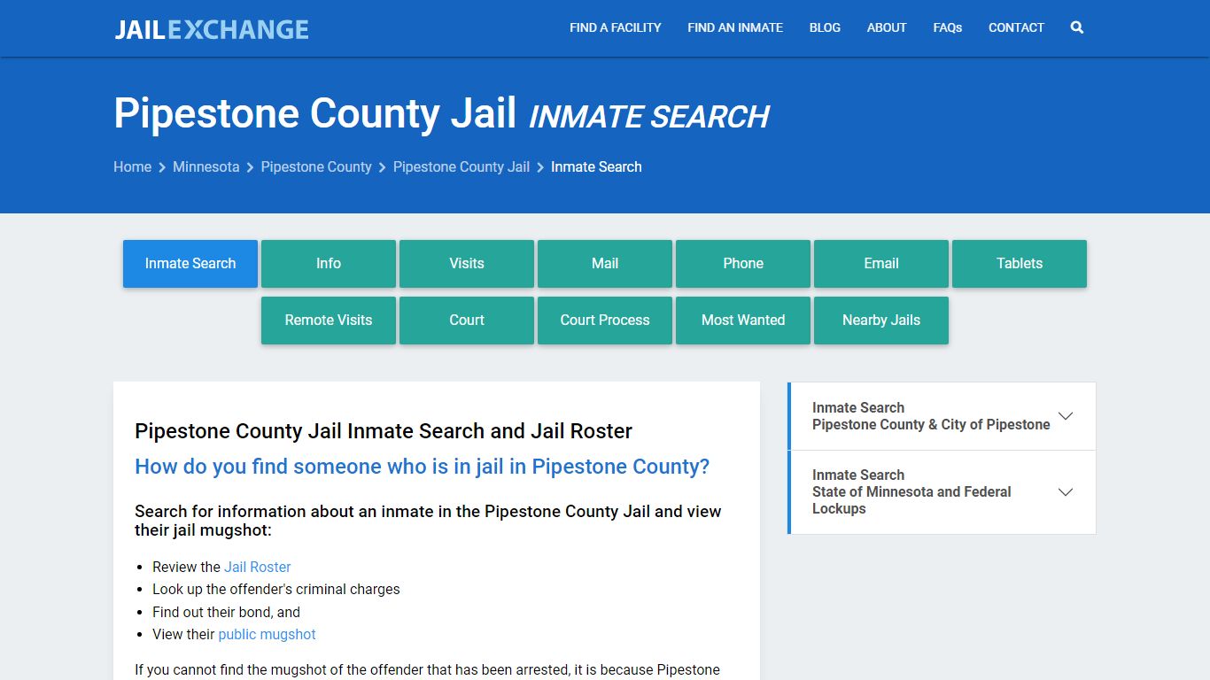 Pipestone County Jail Inmate Search - Jail Exchange